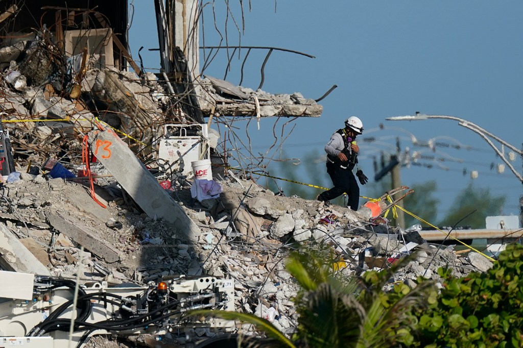 Caught-between incident in rubble